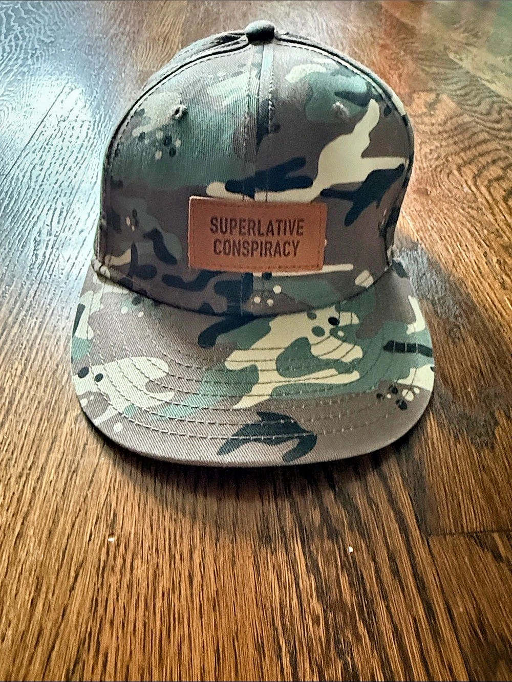 Superlative Conspiracy Camo Snapback Hat in Green & Black Like New